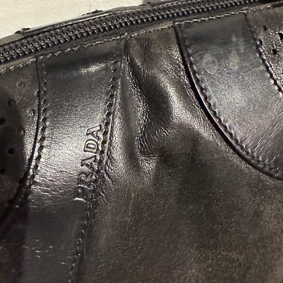 PRADA Vintage Black Leather Satchel Log Bag - Picture 5 of 11